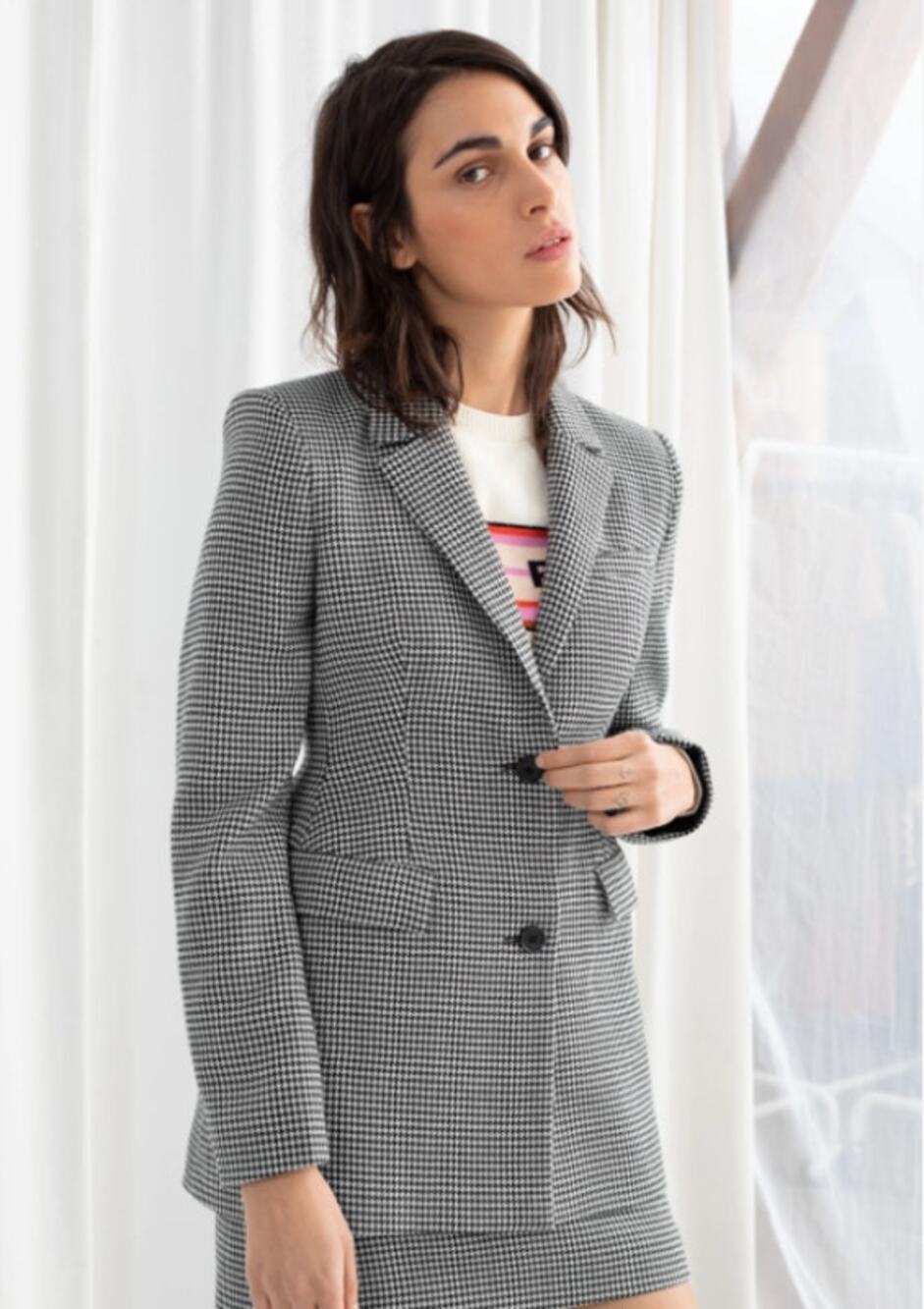 & Other Stories Houndstooth Wool Blazer size 2
